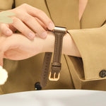 Retro Slim Leather Strap for Apple Watch Non-Apple Brands - Tick Tock in Style with retro slim leather strap