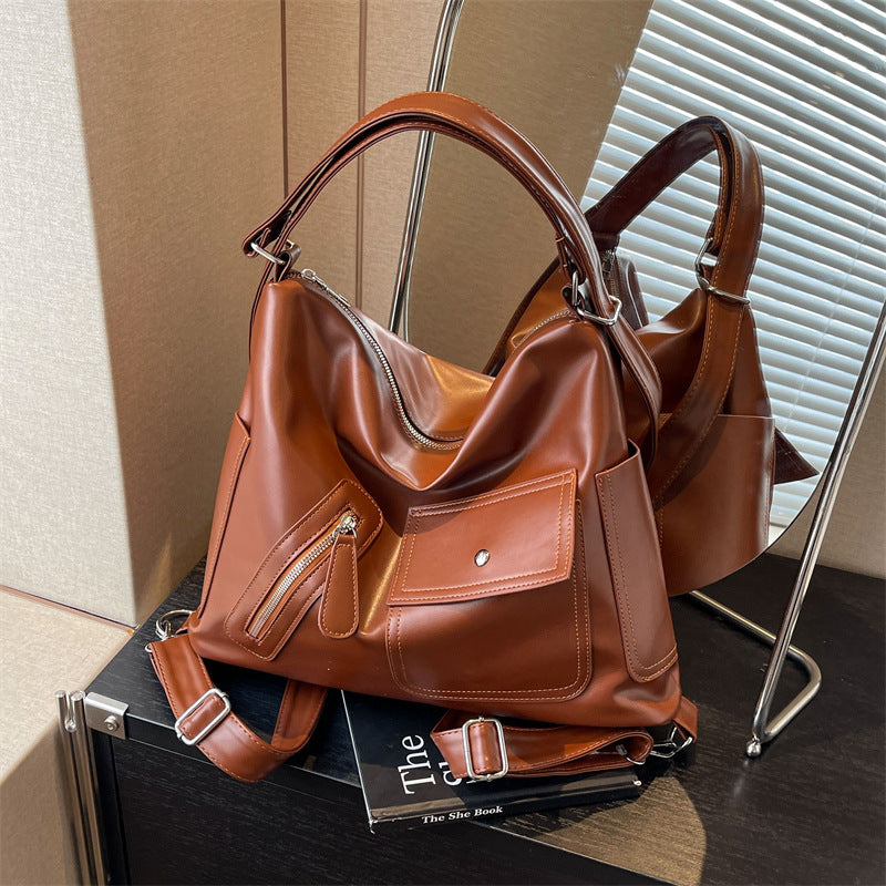 Retro Soft Leather Large Backpack with Synthetic Material - Teleplus for Daily Use backpack retro soft leather large