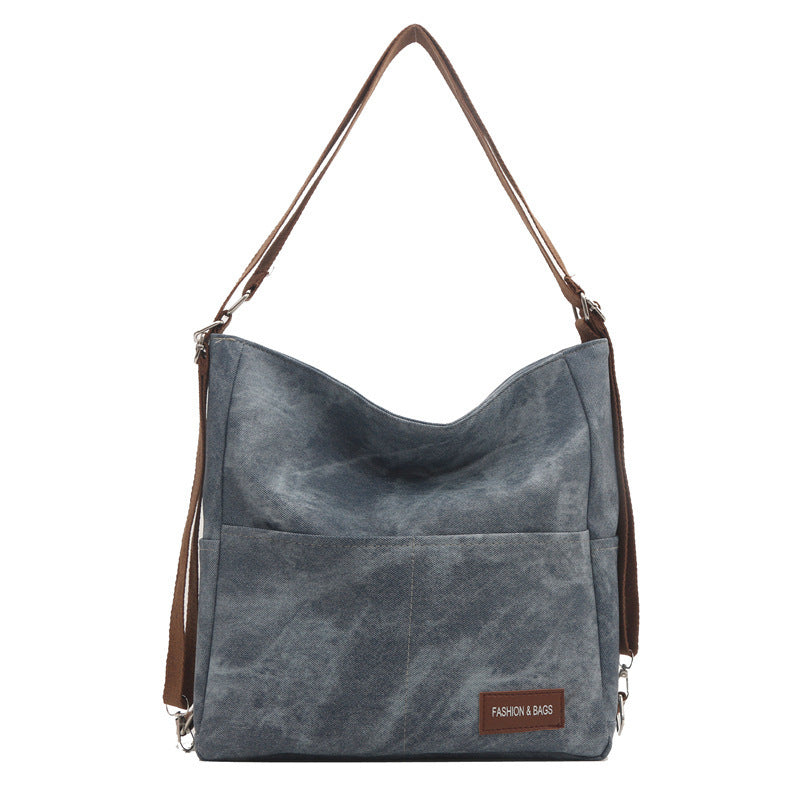 Retro Thickened Large Capacity Shoulder Bag with Inner Zipper and Sandwich Pocket - Teleplus large capacity shoulder