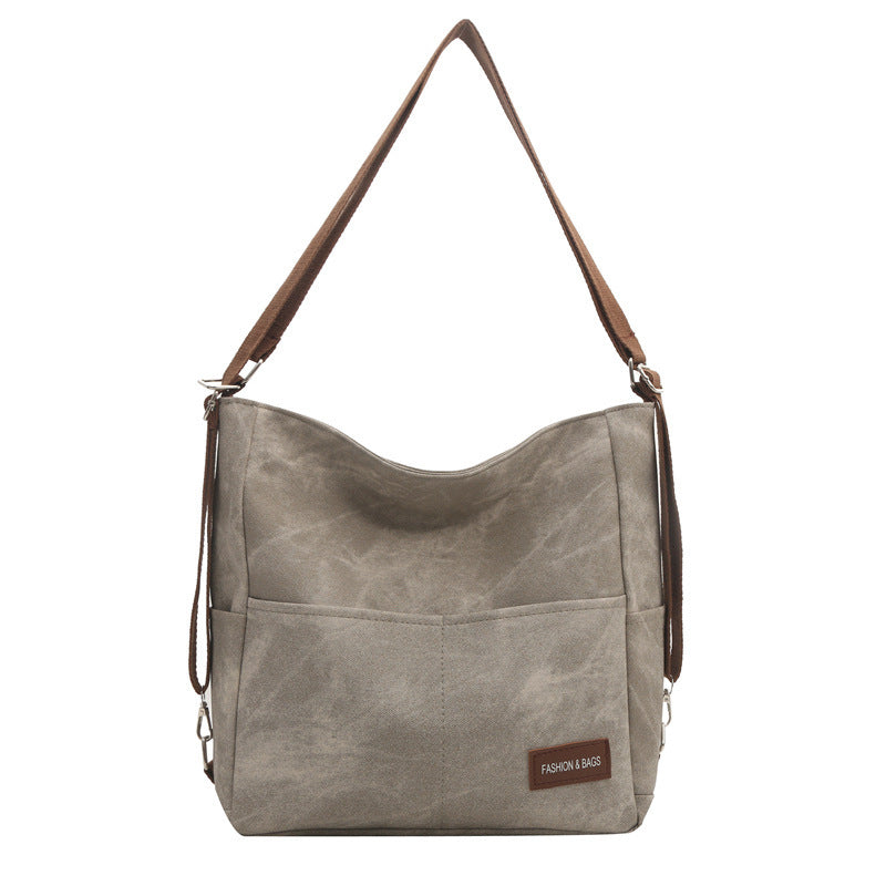 Retro Thickened Large Capacity Shoulder Bag with Inner Zipper and Sandwich Pocket - Teleplus large capacity shoulder
