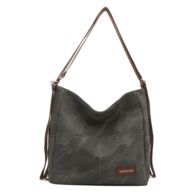Retro Thickened Large Capacity Shoulder Bag with Inner Zipper and Sandwich Pocket - Teleplus large capacity shoulder