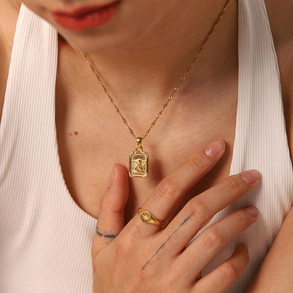 Titanium Steel Pendant Necklace for Women in the United States - Retro Women’s Angel united states chf titanium steel