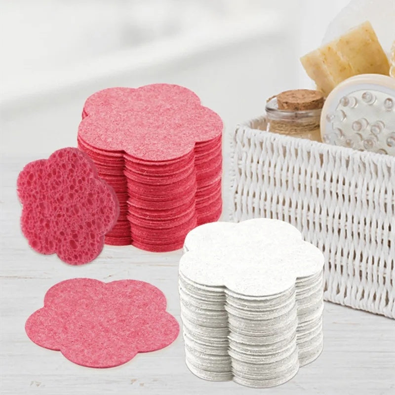 Reusable Sponge Facial Cleansing Puffs with Natural Wood Pulp 20 Pieces - Get Fluffy Cleaning Puff reusable sponge