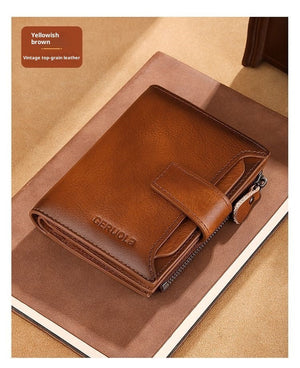 RFID Blocking Leather Wallet for Men and Women Slim Bifold Cowhide Purse