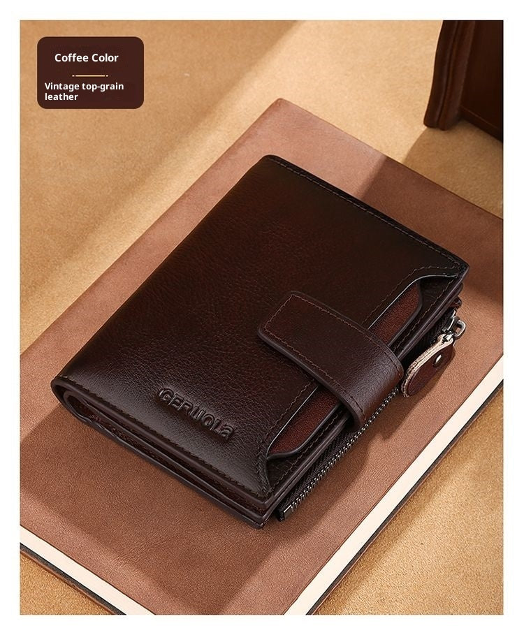 RFID Blocking Leather Wallet for Men and Women Slim Bifold Cowhide Purse