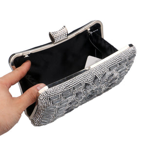 Rhinestone Diamond Crossbody Bag with Three Dimensional Pocket