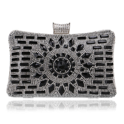 Rhinestone Diamond Crossbody Bag with Three Dimensional Pocket