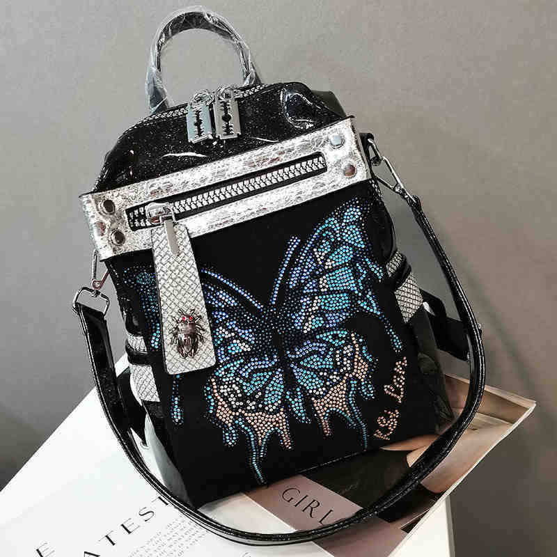 Rhinestone Personality Butterfly Shoulder Bag with Water-Resistant Nylon Exterior - Teleplus Delicate delicate