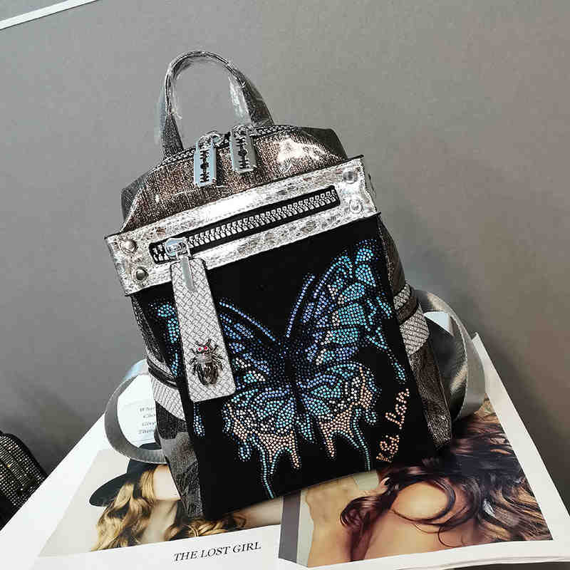 Rhinestone Personality Butterfly Shoulder Bag with Water-Resistant Nylon Exterior - Teleplus Delicate delicate