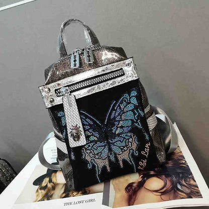 Rhinestone Personality Butterfly Shoulder Bag with Water-Resistant Nylon Exterior - Teleplus Delicate delicate