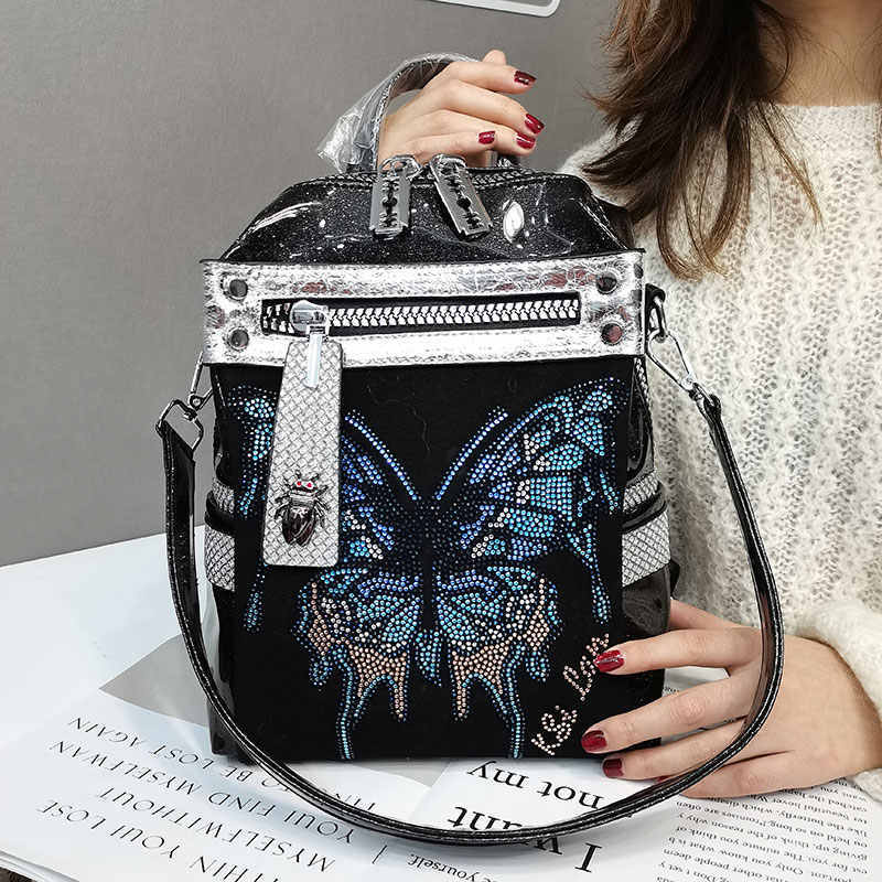 Rhinestone Personality Butterfly Shoulder Bag with Water-Resistant Nylon Exterior - Teleplus Delicate delicate