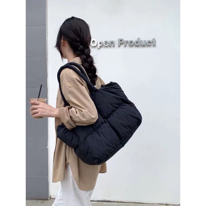 Rhombic Quilted Plush Cotton Organizer Bag for Travel and Daily - Teleplus rhombic quilted plush cotton pillow