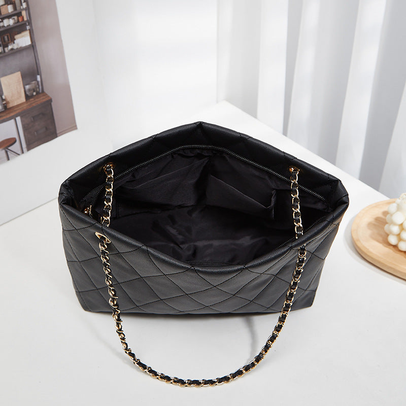 Rhombus Casual Tote Bag with Vintage Chain Pattern and Soft Polyester Material - Teleplus rhombus casual tote bag