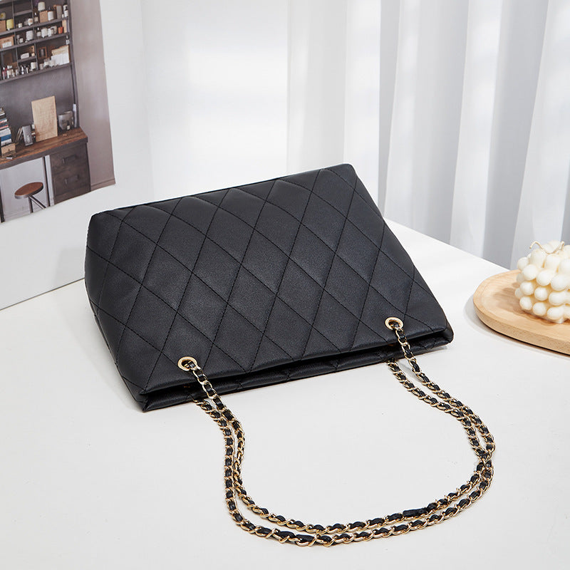 Rhombus Casual Tote Bag with Vintage Chain Pattern and Soft Polyester Material - Teleplus rhombus casual tote bag