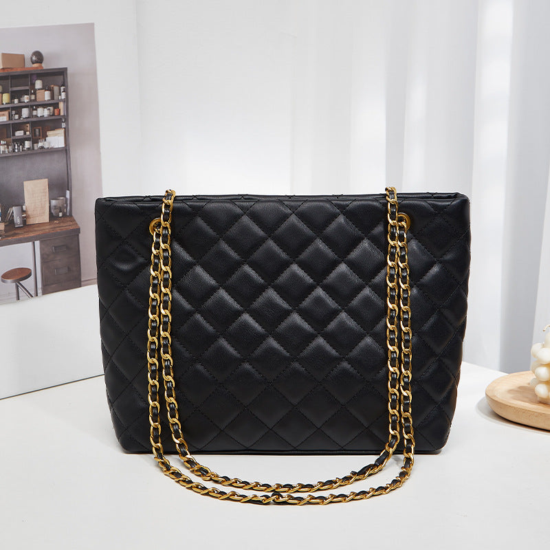 Rhombus Casual Tote Bag with Vintage Chain Pattern and Soft Polyester Material - Teleplus rhombus casual tote bag
