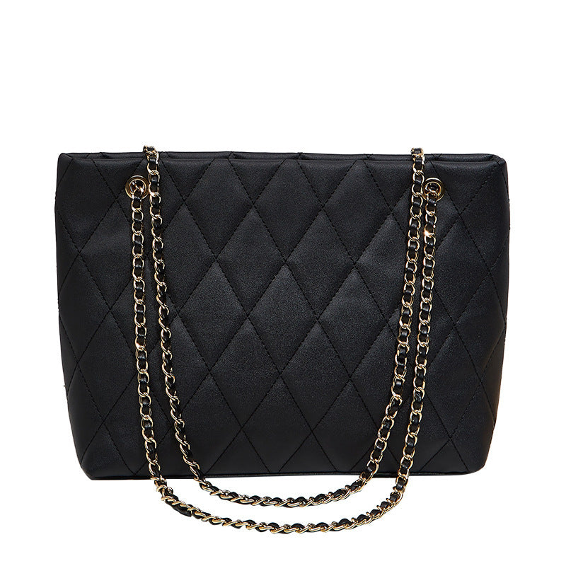 Rhombus Casual Tote Bag with Vintage Chain Pattern and Soft Polyester Material - Teleplus rhombus casual tote bag
