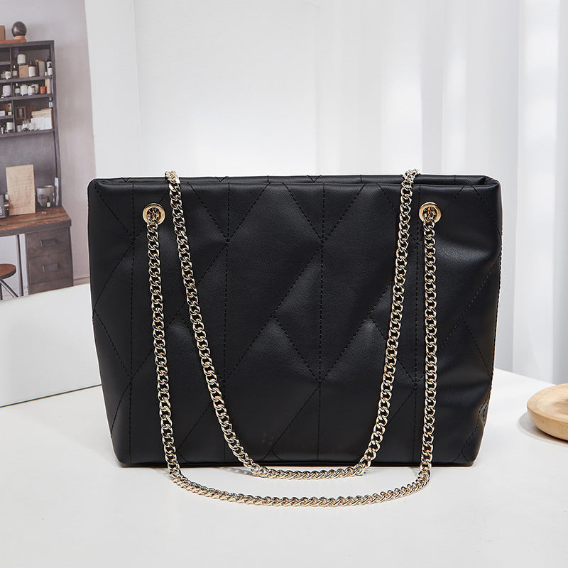 Rhombus Casual Tote Bag with Vintage Chain Pattern and Soft Polyester Material - Teleplus rhombus casual tote bag