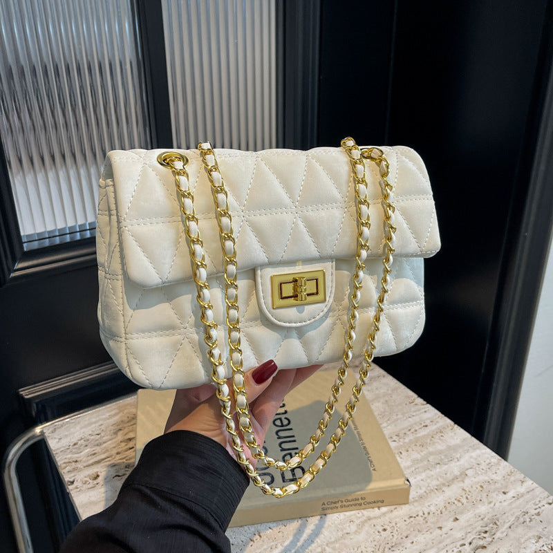 Rhombus Chain Bag with Polyester and PU Options Shoulder Crossbody - Teleplus rhombus chain bag