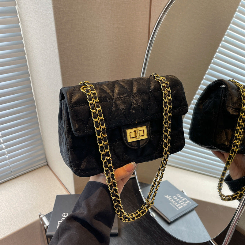 Rhombus Chain Bag with Polyester and PU Options Shoulder Crossbody - Teleplus rhombus chain bag