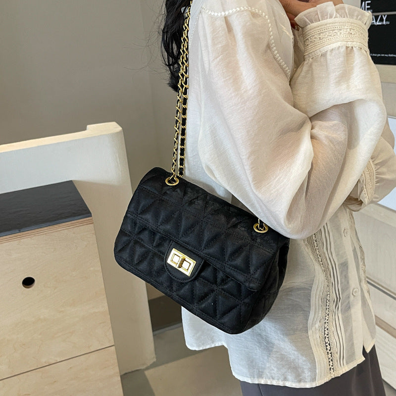 Rhombus Chain Bag with Polyester and PU Options Shoulder Crossbody - Teleplus rhombus chain bag