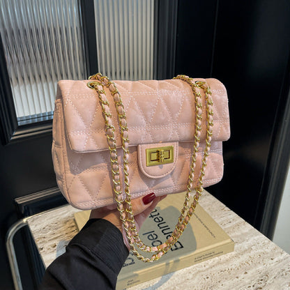 Rhombus Chain Bag with Polyester and PU Options Shoulder Crossbody - Teleplus rhombus chain bag