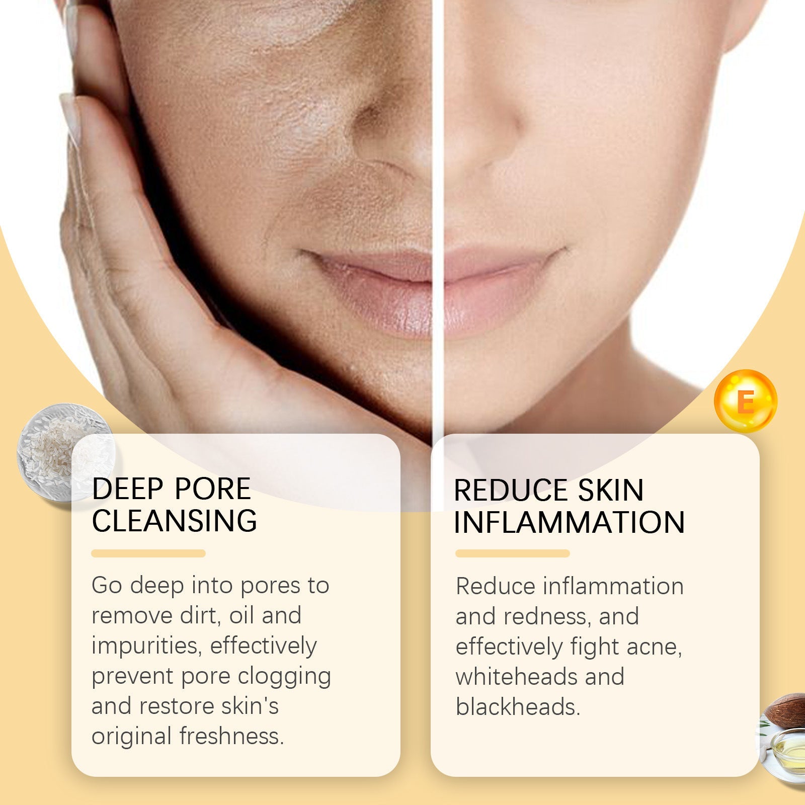 Rice Facial Cleanser Mild with Hyaluronic Acid and Coconut Oil - Teleplus rice facial cleanser mild cleansing