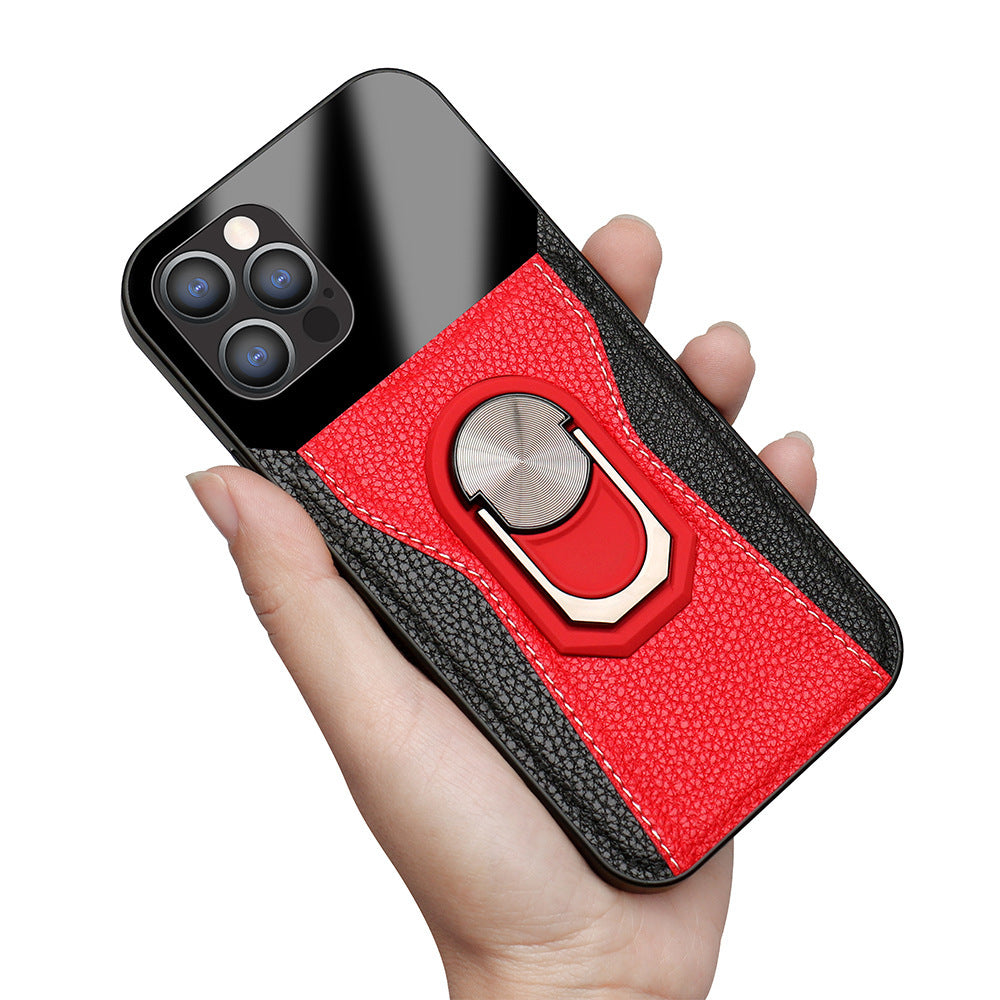 Ring Holder Phone Magnetic Protective Leather Case - Magnetic Leather Case for iPhone 11 Pro and 12 Pro