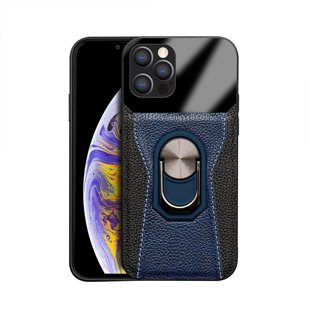 Ring Holder Phone Magnetic Protective Leather Case - Magnetic Leather Case for iPhone 11 Pro and 12 Pro