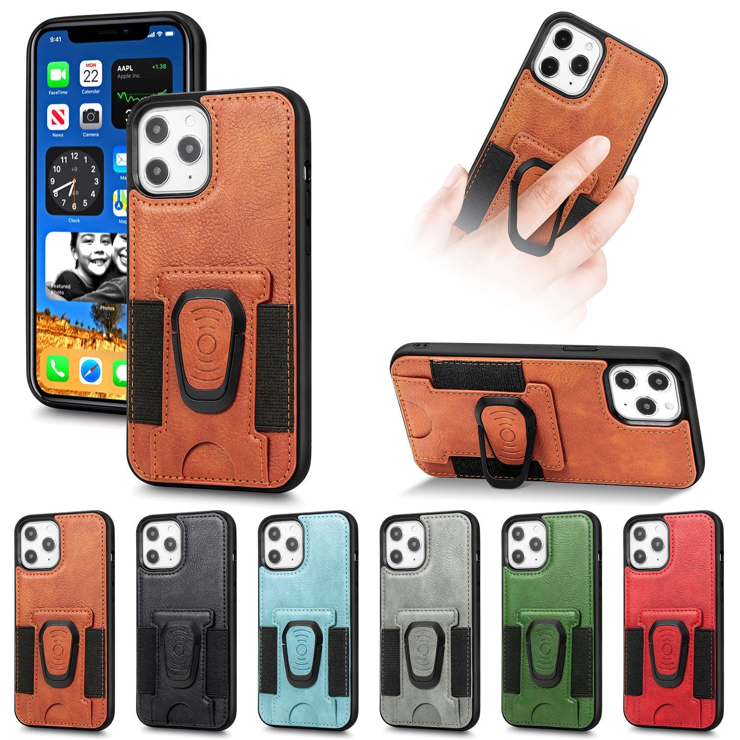 Ring Magnetic Snap Leather Phone Case - Magnetic Snap Leather Phone Case for iPhone Models