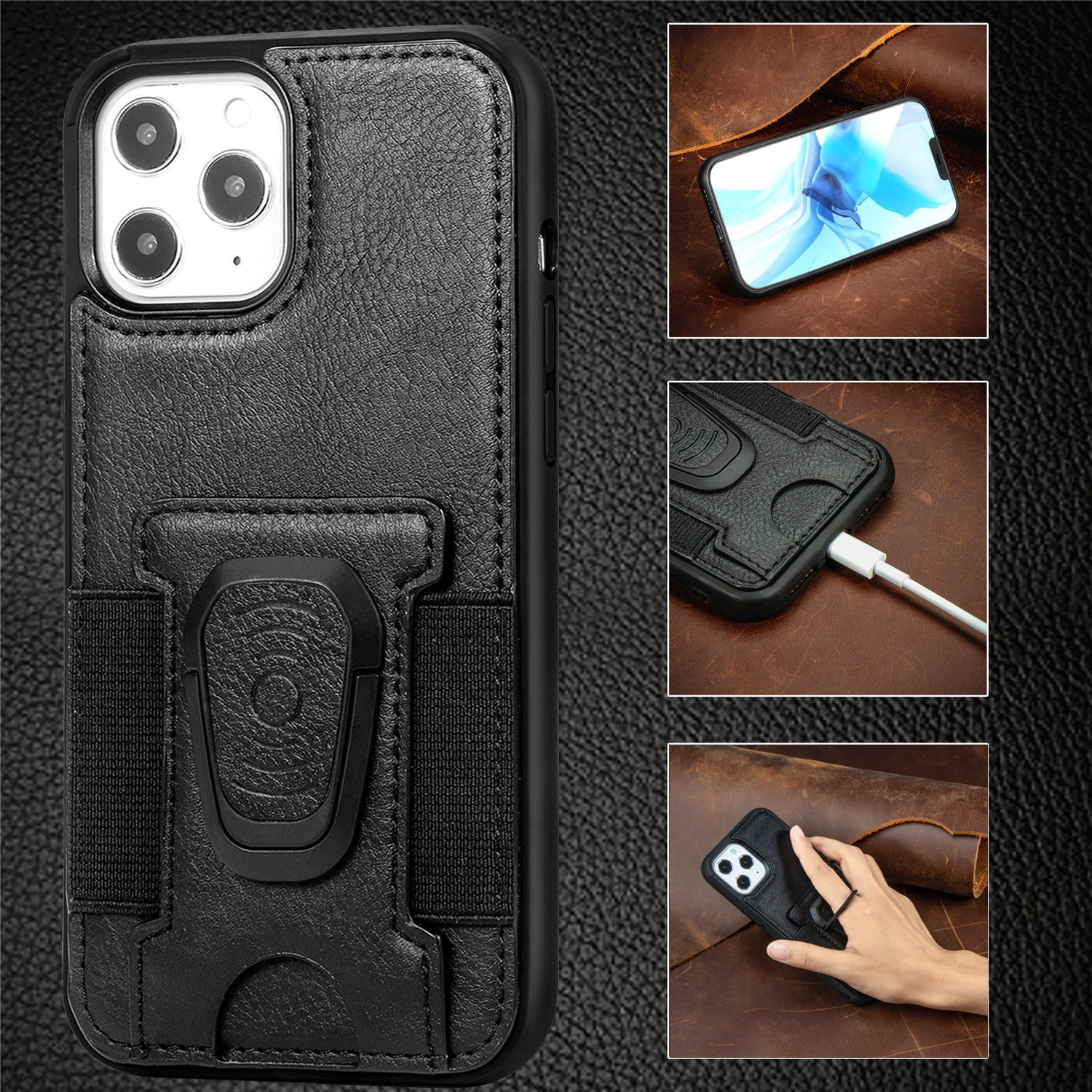 Ring Magnetic Snap Leather Phone Case - Magnetic Snap Leather Phone Case for iPhone Models