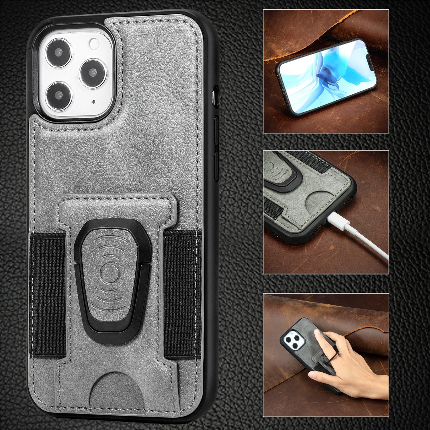 Ring Magnetic Snap Leather Phone Case - Magnetic Snap Leather Phone Case for iPhone Models