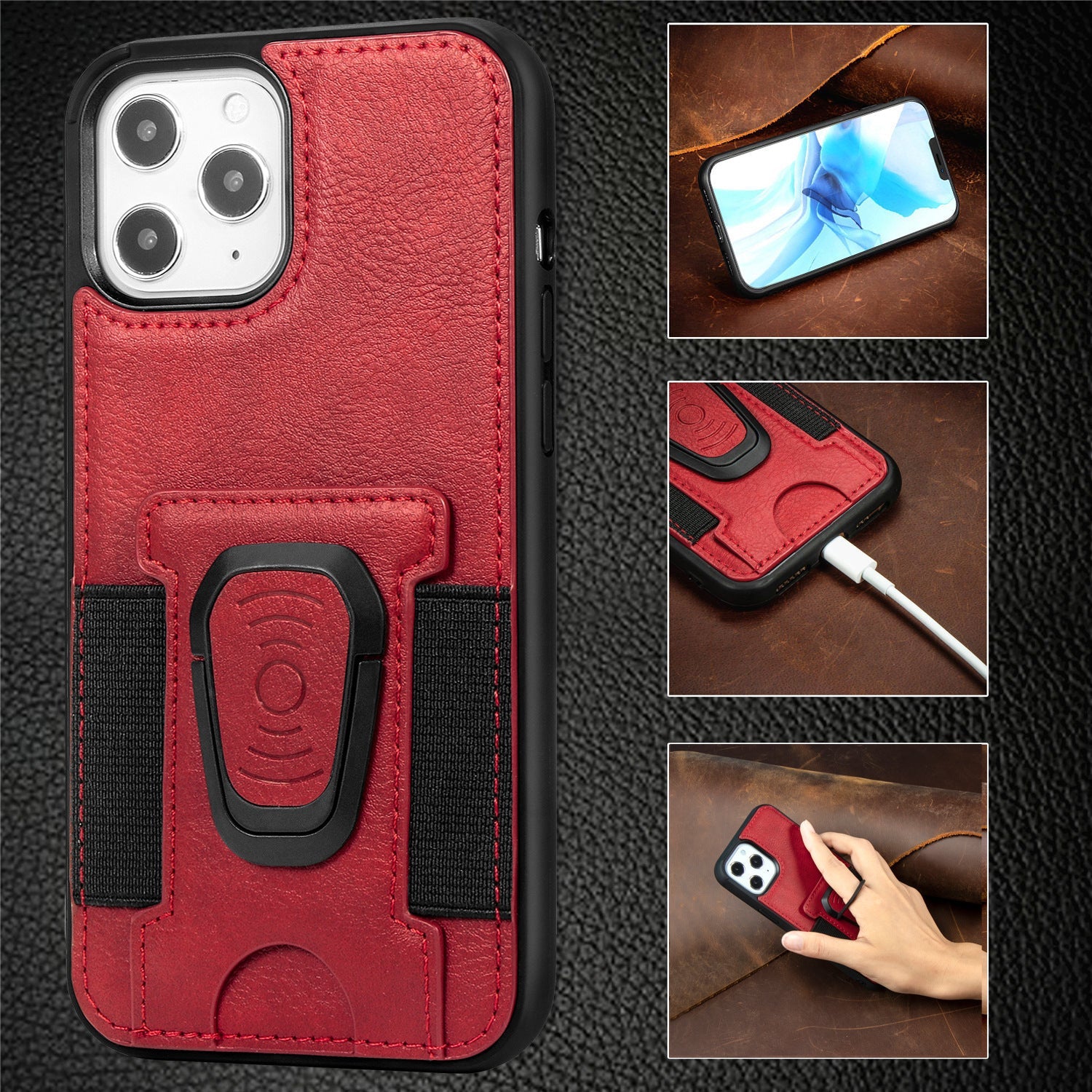 Ring Magnetic Snap Leather Phone Case - Magnetic Snap Leather Phone Case for iPhone Models