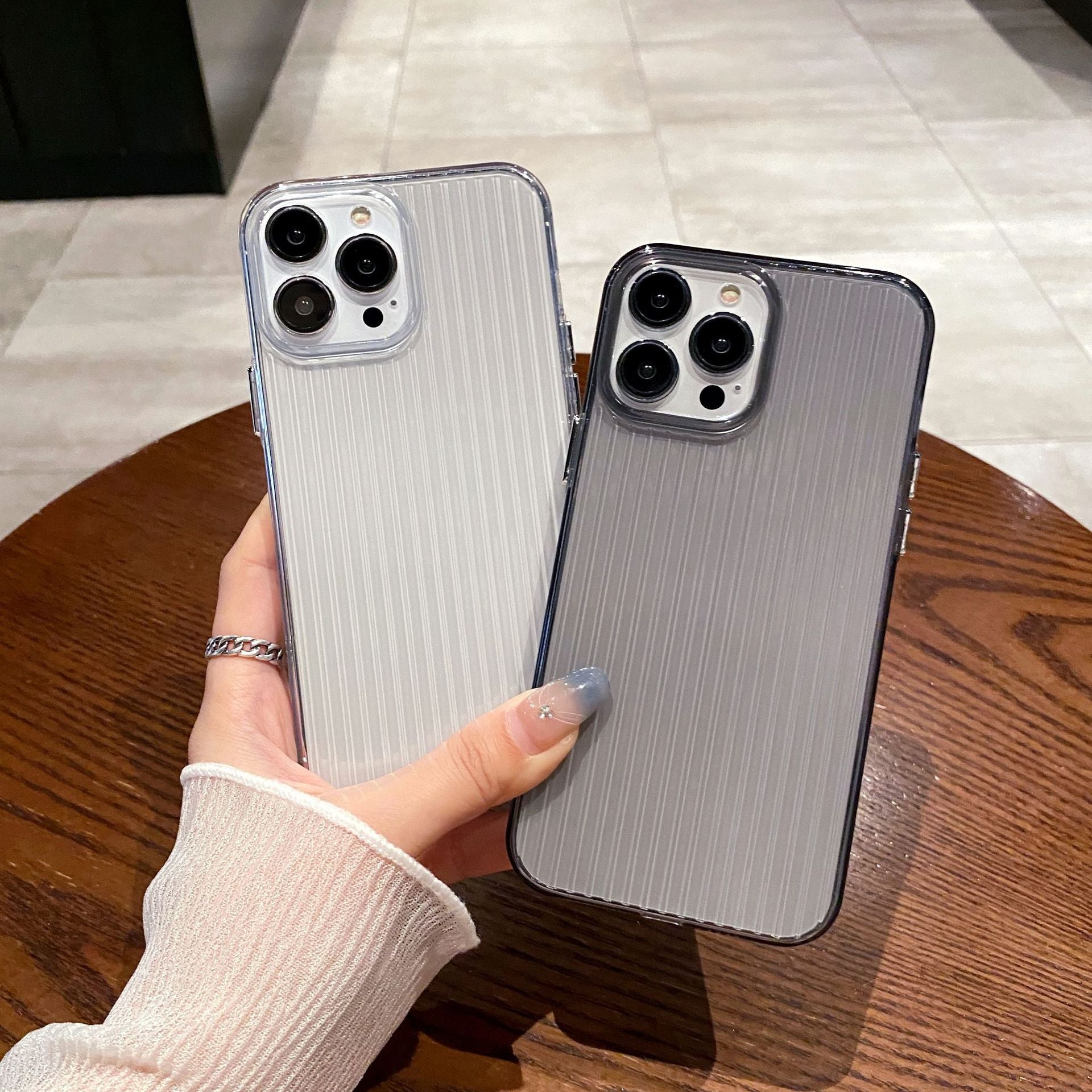 Ripple Pattern Phone Case High Transparency Anti-Fingerprint Full Coverage Black