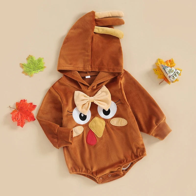 Romper Thanksgiving Chicken Shape Cute Style Men And Women Baby Jumpsuits - Chicken-Shaped Romper for Tiny Thanksgiving