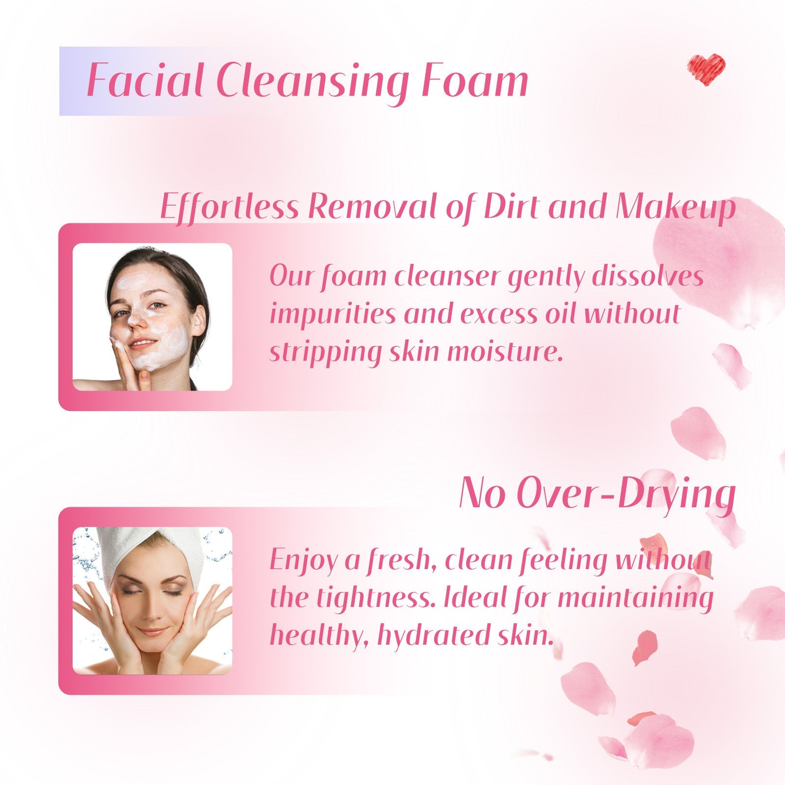Rose Foam Facial Cleanser for Deep Cleaning with Hyaluronic Acid and Glycerin - rose foam facial cleanser deep cleaning