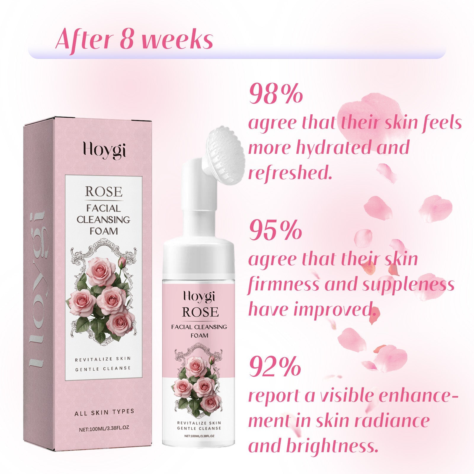 Rose Foam Facial Cleanser for Deep Cleaning with Hyaluronic Acid and Glycerin - rose foam facial cleanser deep cleaning