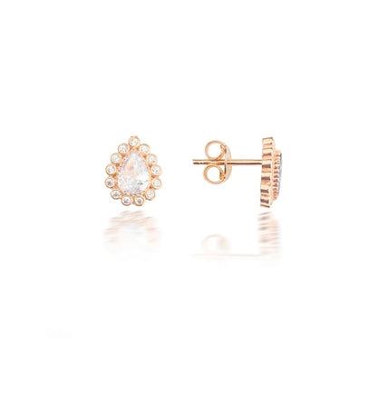 925 Sterling Silver White Stone Teardrop Earrings