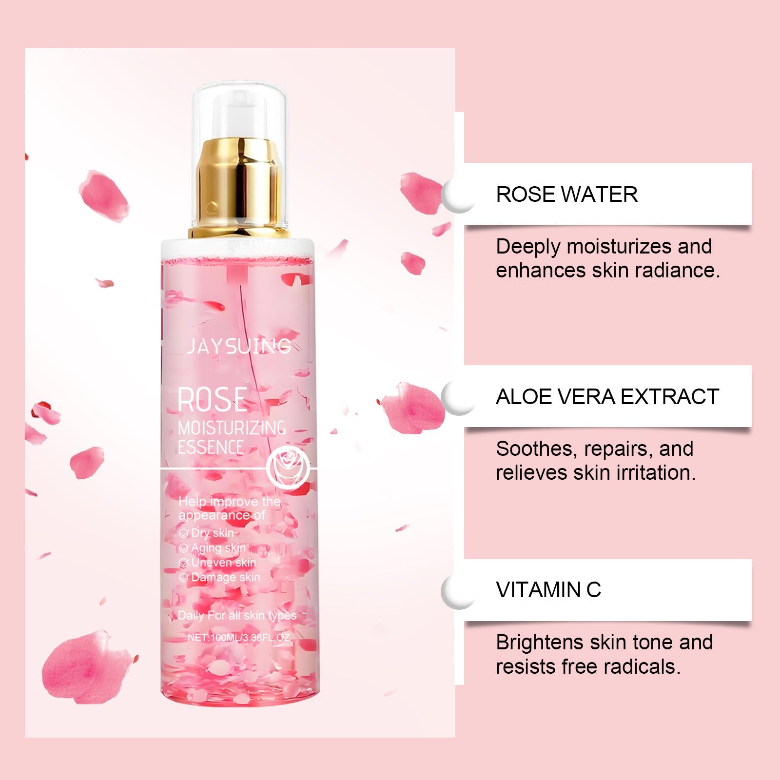 Rose Moisturizing Toner with Aloe and Vitamin C for Nourishing Care - Teleplus nourishing care solution rose