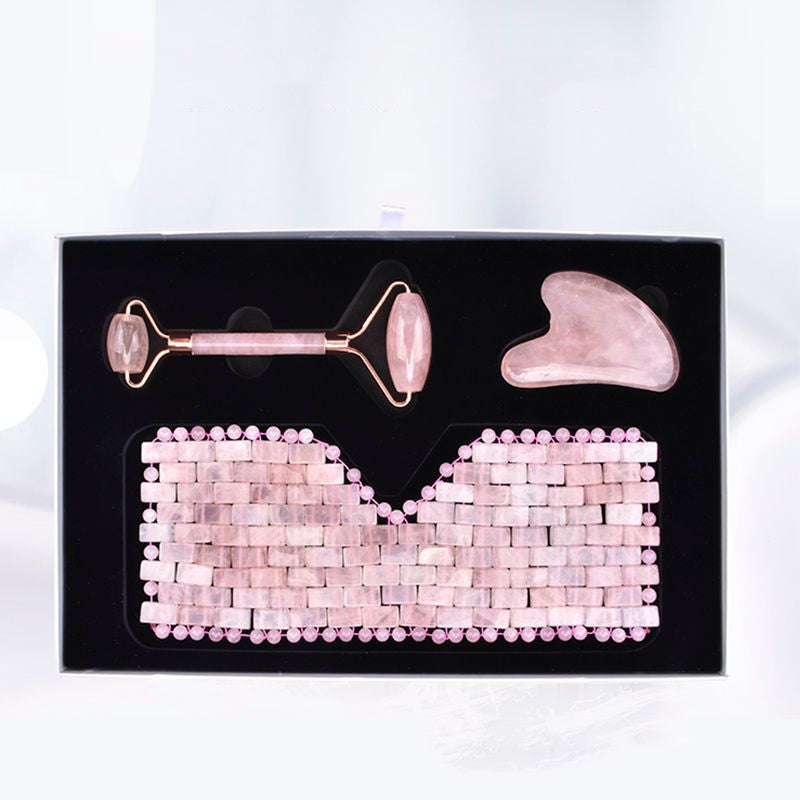 Rose Quartz Eye Mask Massager Facial Lift Roller - Rose Quartz Eye Mask for a Lift and Laugh