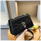 Rose Red Crocodile Pattern Chain Bag with Synthetic Leather and Sandwich Pocket - rose red crocodile pattern chain bag