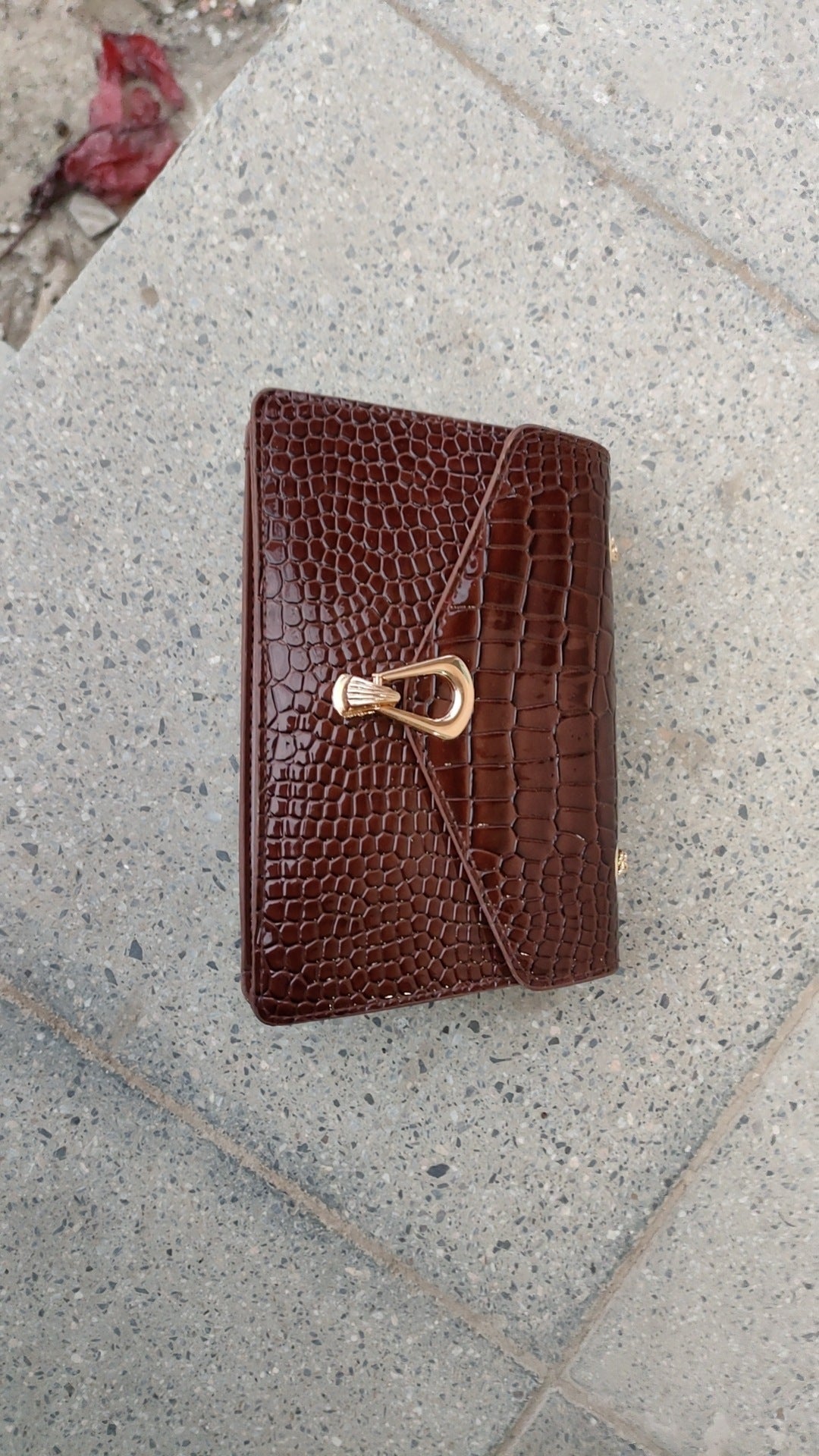 Rose Red Crocodile Pattern Chain Bag with Synthetic Leather and Sandwich Pocket - rose red crocodile pattern chain bag