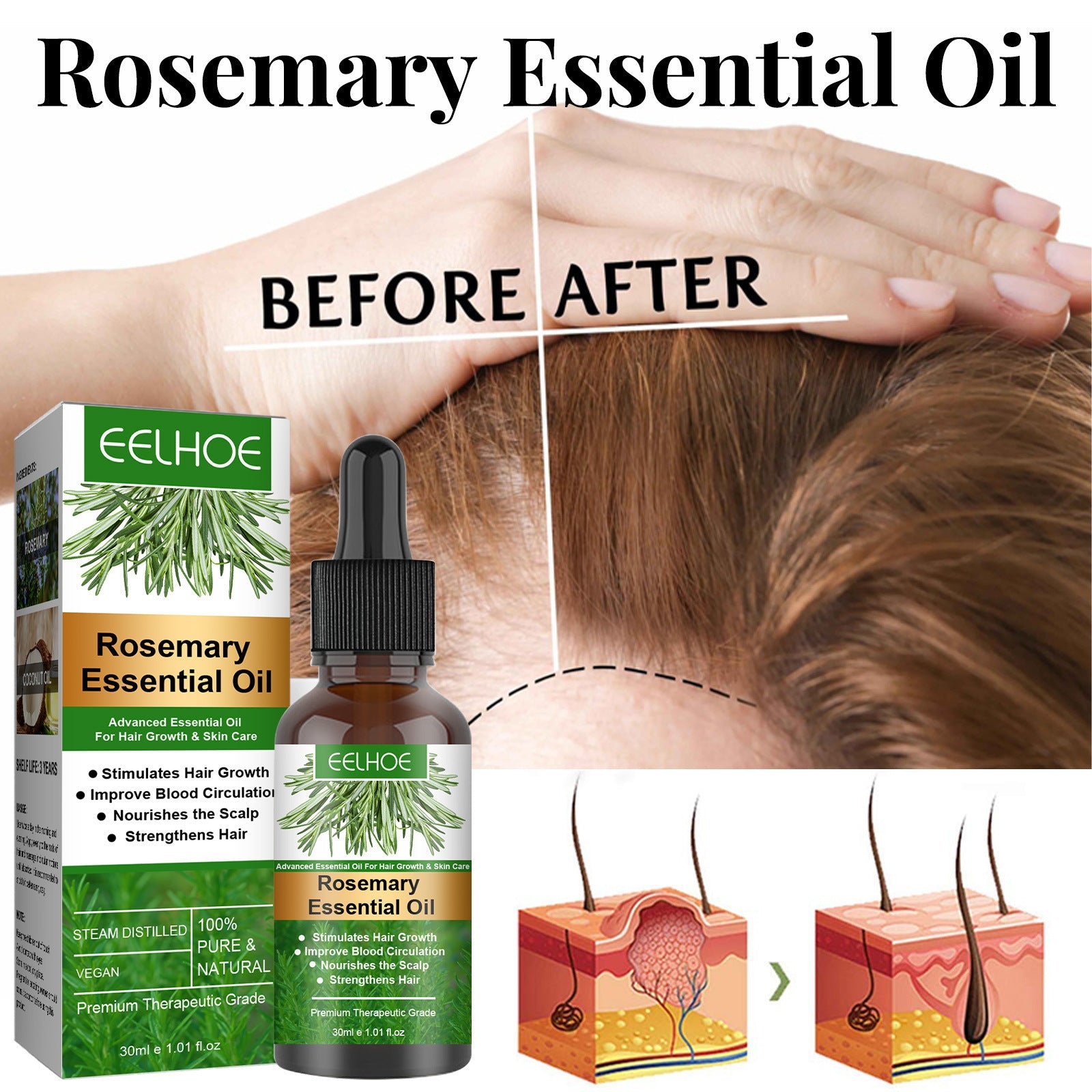 Rosemary Coconut Oil Hair Care for Nourishing and Strengthening - Teleplus hair care oil
