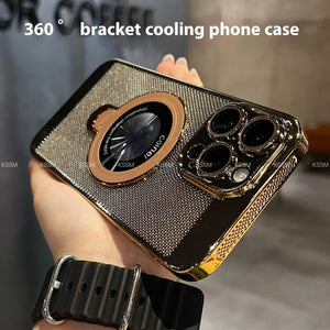 Rotary Magnetic Adhesive Bracket Electroplating Heat Dissipation Suitable For 15 Phone Case - Magnetic Suction Bracket