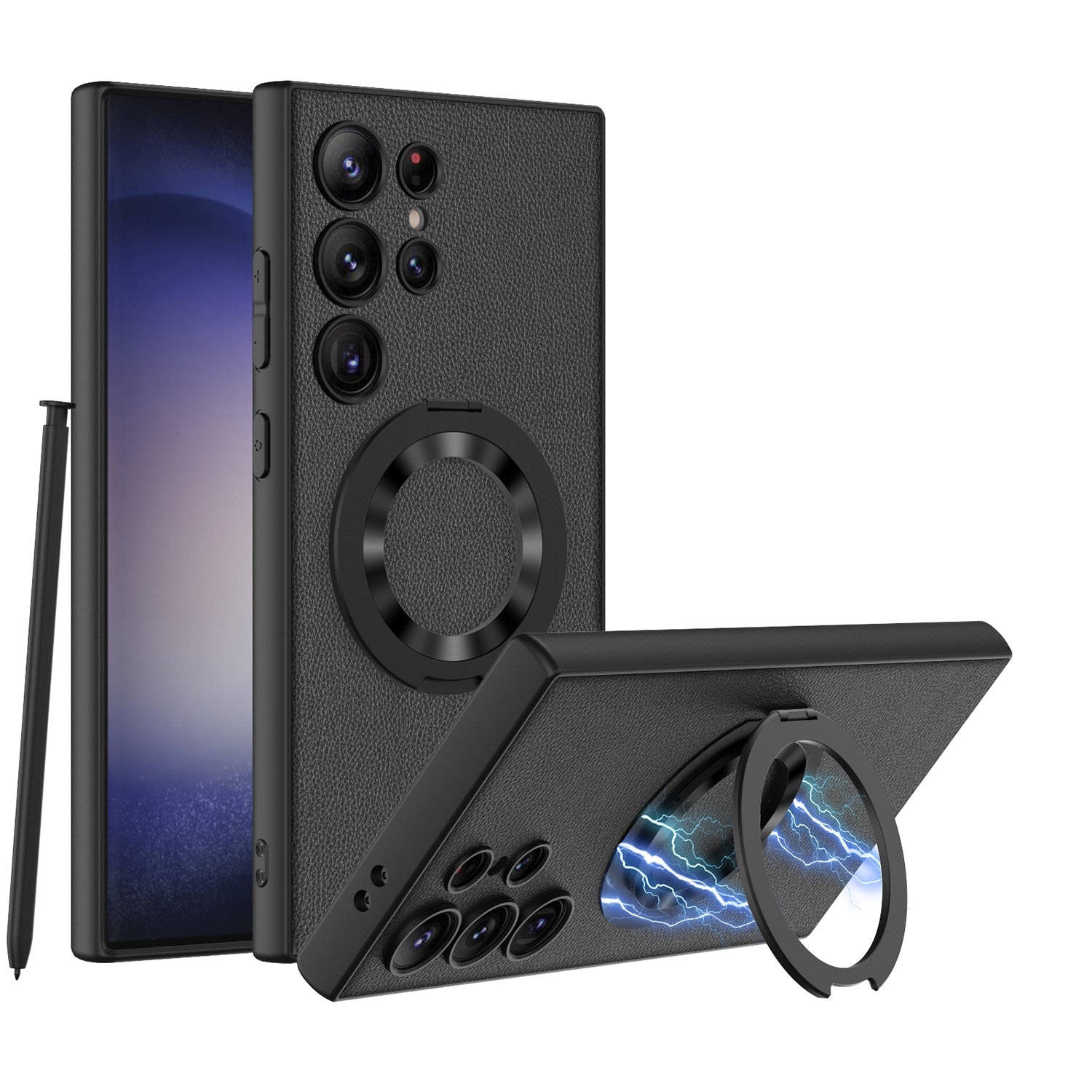 Rotating Bracket Wireless Charger for Samsung with Magnetic Mount and Carbon Fiber Pattern - TeleplusRotating rotating