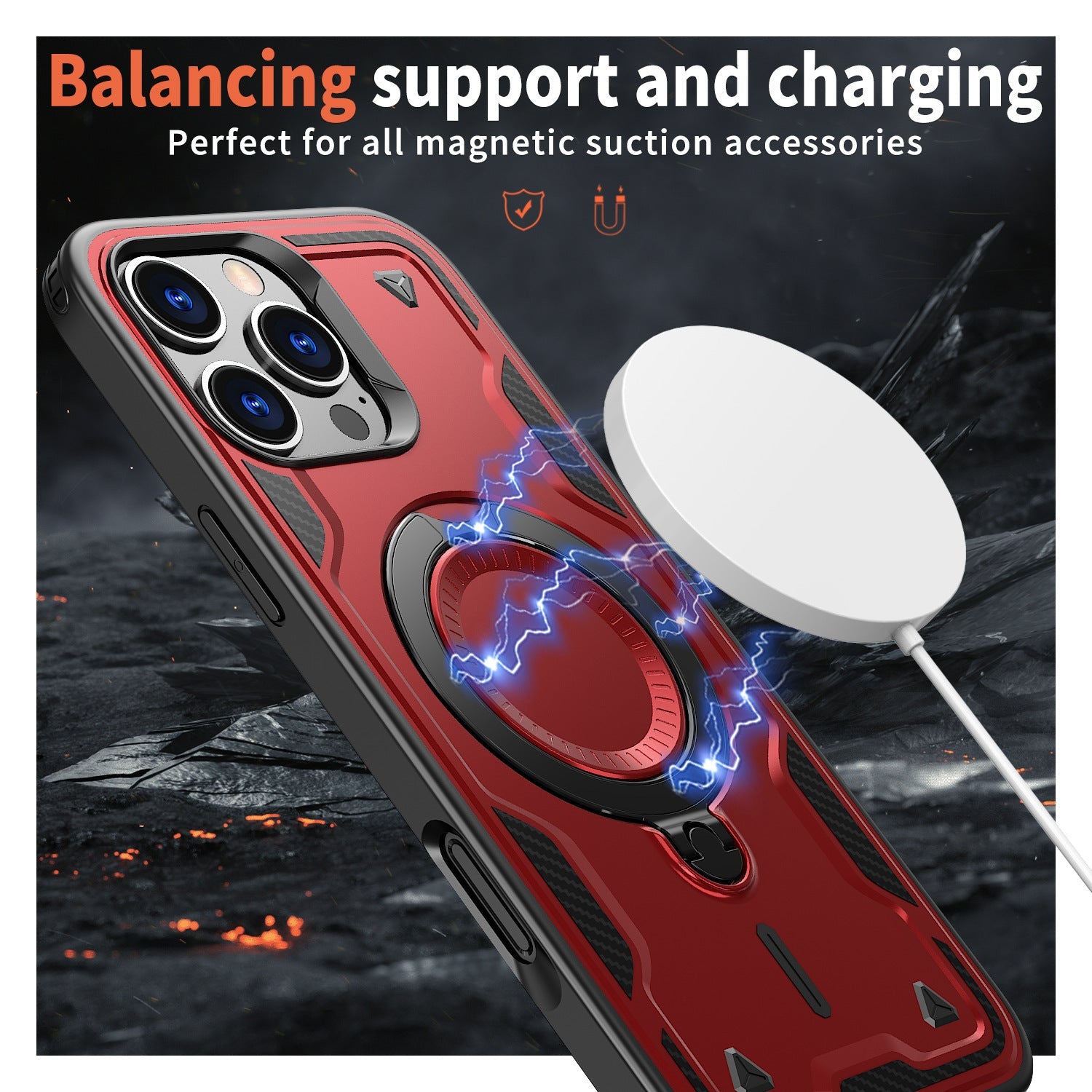 Rotating Magnetic Phone Bracket Case with Heat Dissipation and Multiple Colors - rotating bracket phone case simple