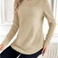 Round Neck Long Sleeve Top Brown Beige Womens Casual Polyester Shirt - Teleplus round neck