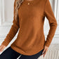 Round Neck Long Sleeve Top Brown Beige Womens Casual Polyester Shirt - Teleplus round neck