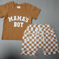 Round Neck Short Sleeve Plaid Shorts Two-piece Set - Plaid Perfection for Tiny Trendsetters in Training