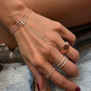 Round Zircon Finger Chain With Three Layers - Round Zircon Finger Chain Bracelet in Three Layers