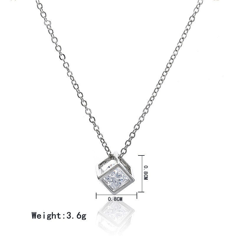 Rubik’s Cube Zircon Necklace Japanese And Korean New Popular Internet Celebrity Same Style Versatile Clavicle Chain